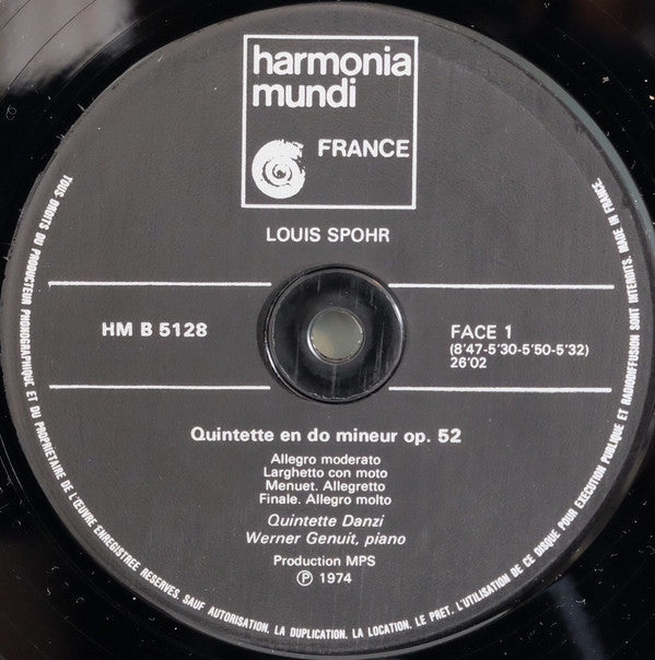 Louis Spohr - Danzi Kwintet, Jaap Schröder, Anner Bylsma : Quintette Op.52, Septuor Op.147 (LP, Album)