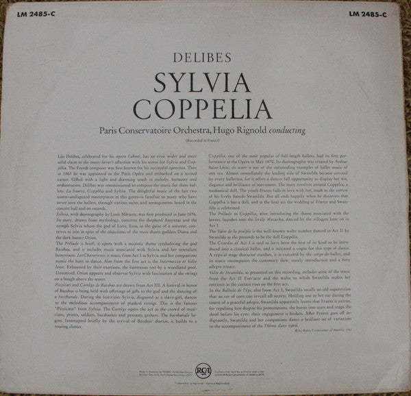 Léo Delibes, Hugo Rignold / Orchestre De La Société Des Concerts Du Conservatoire : Sylvia & Coppélia (LP, Mono)