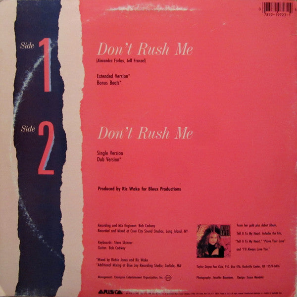 Taylor Dayne : Don't Rush Me (12")