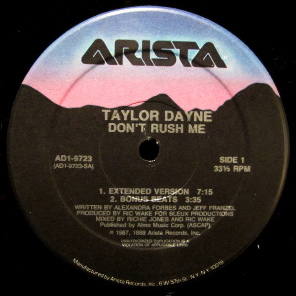 Taylor Dayne : Don't Rush Me (12")