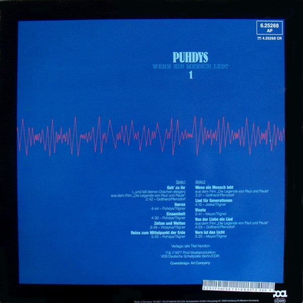 Puhdys : Puhdys 1 - Wenn Ein Mensch Lebt (LP, Comp, RE)