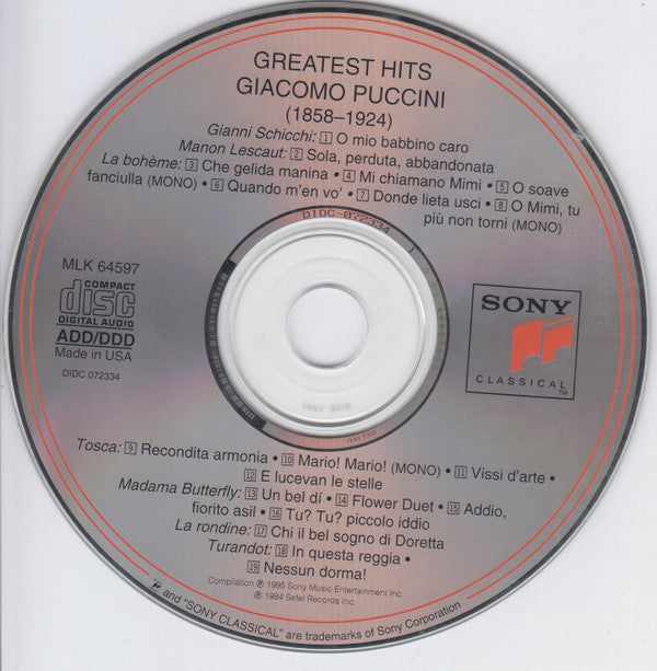 Giacomo Puccini : Greatest Hits (CD, Comp)
