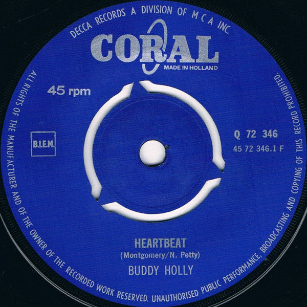 Buddy Holly : Heartbeat / Well... All Right (7", Single)
