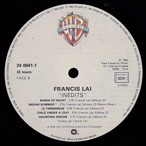 Francis Lai : Inedits (LP, Album)