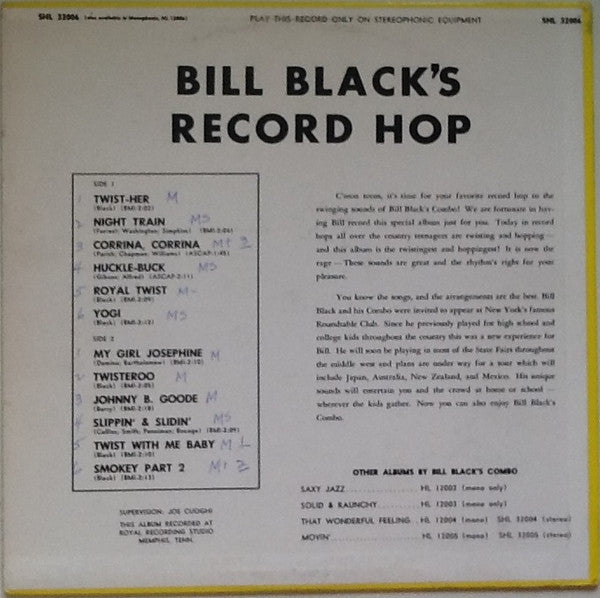Bill Black's Combo : Bill Black's Record Hop / Let's Twist Her (LP, Album, Mono)