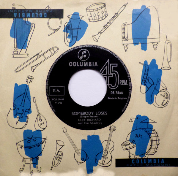 Cliff Richard & The Shadows : Blue Turns To Grey / Somebody Loses (7", Single)