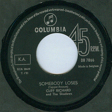 Cliff Richard & The Shadows : Blue Turns To Grey / Somebody Loses (7", Single)