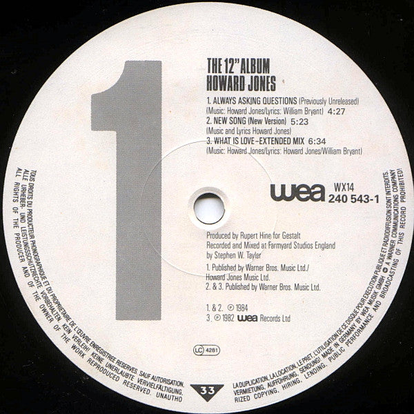 Howard Jones : The 12" Album (LP, Album)