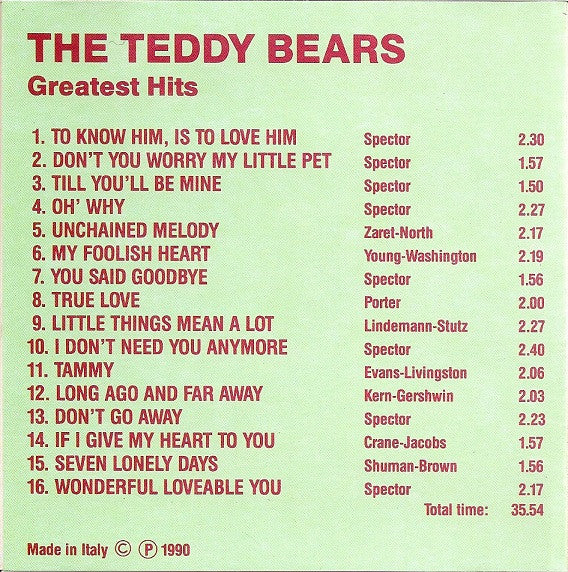 The Teddy Bears : Greatest Hits (CD, Comp)