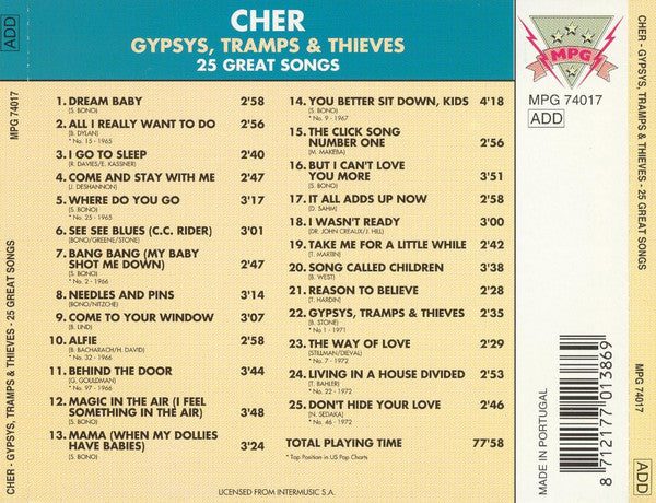Cher : Gypsys, Tramps & Thieves 25 Great Songs (CD, Comp)