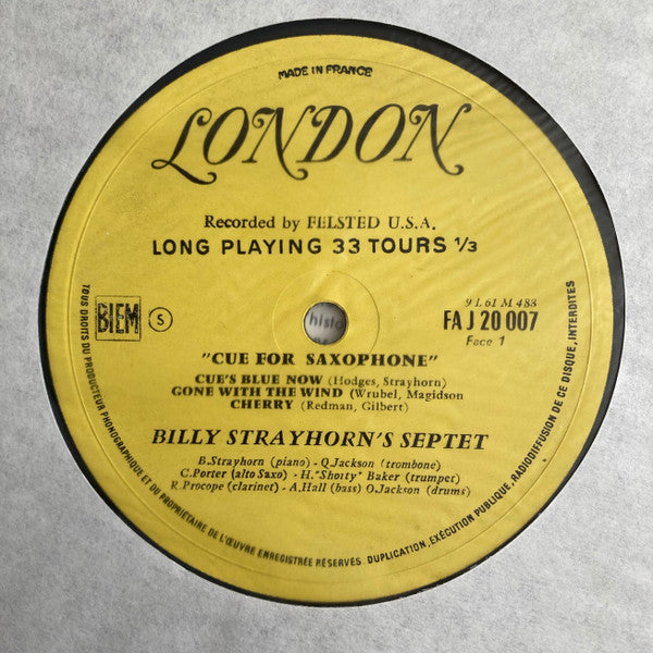 Billy Strayhorn's Septet : Cue For Saxophone (LP, Album)