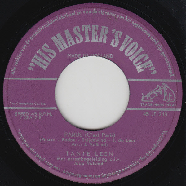 Tante Leen : Met Jou Cherie (7", Single)