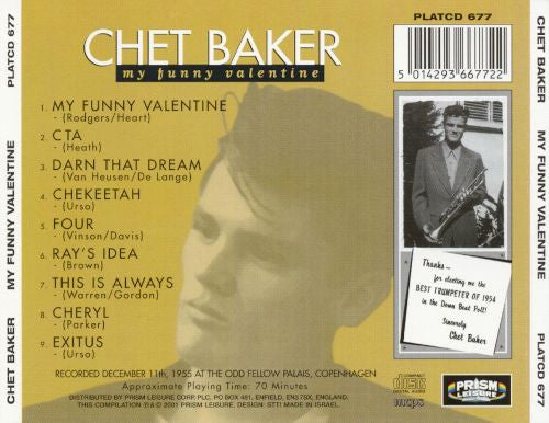Chet Baker : My Funny Valentine (CD, Album)