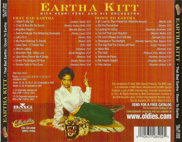 Eartha Kitt With Henri René And His Orchestra : That Bad Eartha / Down To Eartha (CD, Comp)