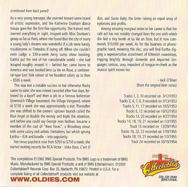 Eartha Kitt With Henri René And His Orchestra : That Bad Eartha / Down To Eartha (CD, Comp)