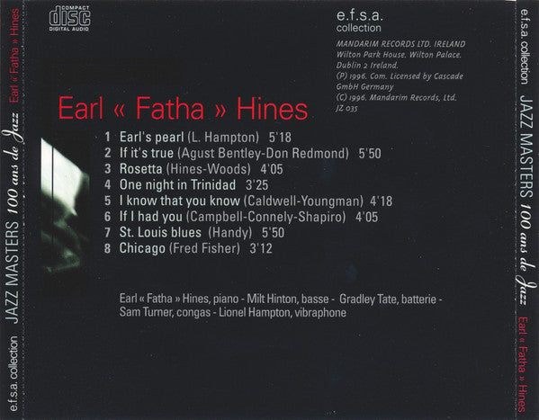 Earl Hines : Jazz Masters (100 Ans De Jazz) (CD, Album, RE)