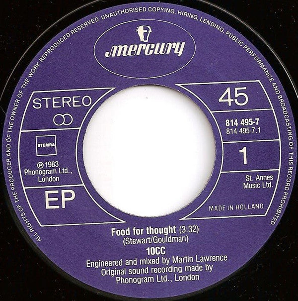 10cc : Food For Thought (7", EP)