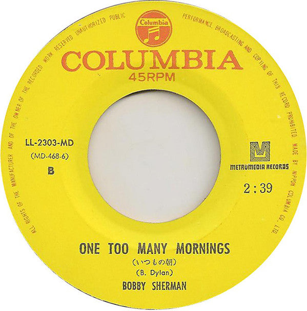 Bobby Sherman : Little Woman / One Too Many Mornings (7", Single)