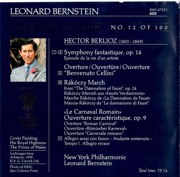 Hector Berlioz, Leonard Bernstein, New York Philharmonic : Symphonie Fantastique, Overture From "Benvenuto Cellini," Rákóczky March, Roman Carnival Overture (CD, Comp, RE, RM)