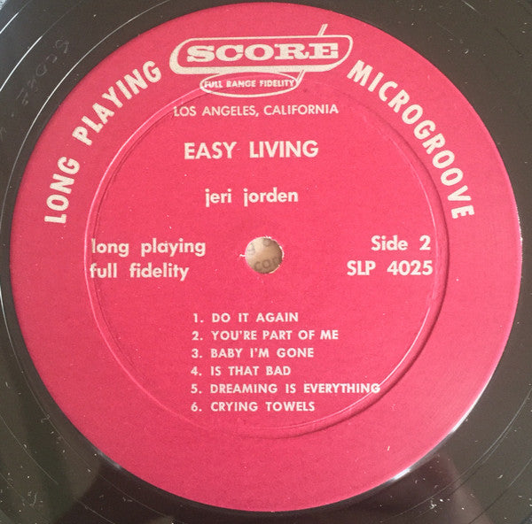 Jeri Jorden : Easy Living (LP, Album, Mono)