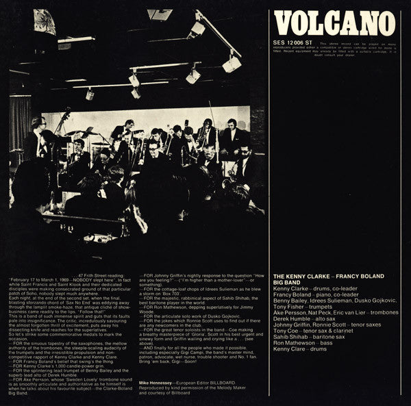 Clarke-Boland Big Band : Live At Ronnie's ; Album 1 ; Volcano (LP, Album, Gat)