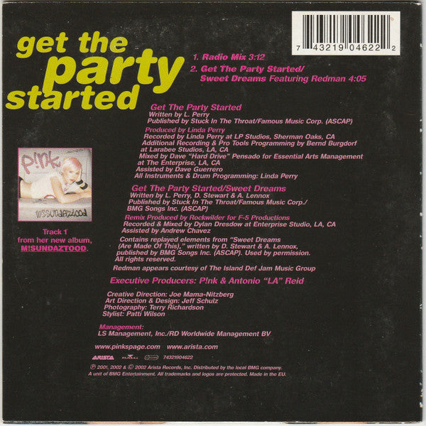 P!nk : Get The Party Started (CD, Single, Car)