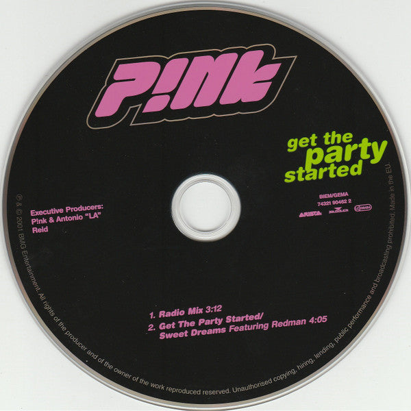 P!nk : Get The Party Started (CD, Single, Car)
