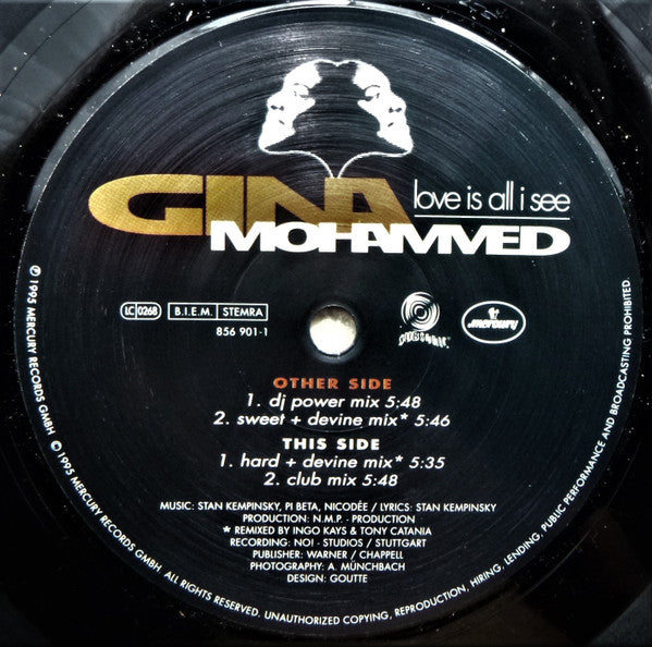 Gina Mohammed : Love Is All I See (12")
