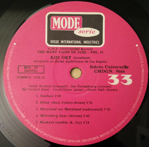 Kid Ory And His Creole Jazz Band : The Many Faces Of Jazz Vol. 15 (LP, Album)