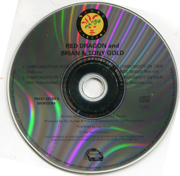 Red Dragon With Brian & Tony Gold : Compliments On Your Kiss (CD, Maxi)