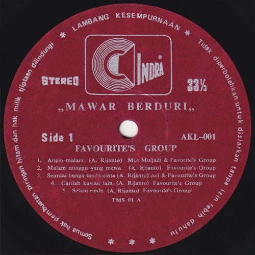Favourite's Group, Mus Mulyadi : Mawar Berduri (LP, Album)