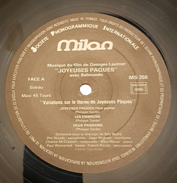 Philippe Sarde : Musique du film de Georges Lautner "Joyeuses Paques" avec Belmondo (12", Maxi)