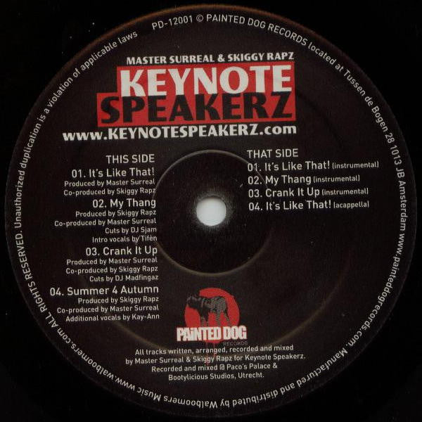 Keynote Speakerz, Master Surreal, Skiggy Rapz : It's Like That! (12", EP)