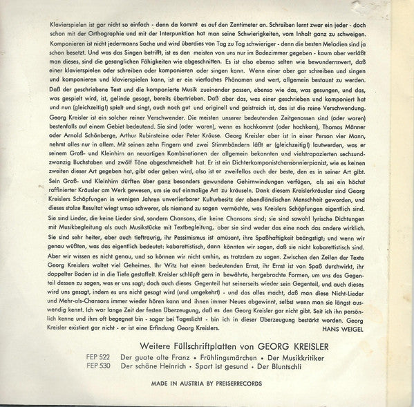 Georg Kreisler : Tauben Vergiften (7", EP, RE)