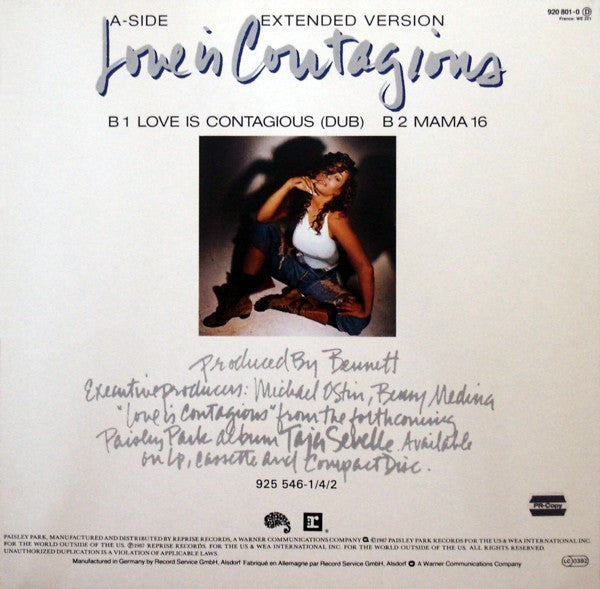 Taja Sevelle : Love Is Contagious (Extended Version) (12", Single)