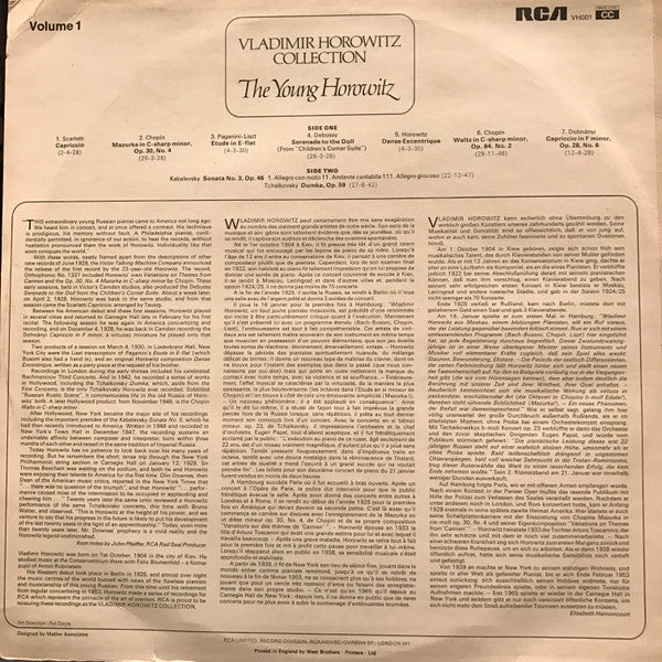 Vladimir Horowitz : The Young Horowitz (LP, Comp, Mono)