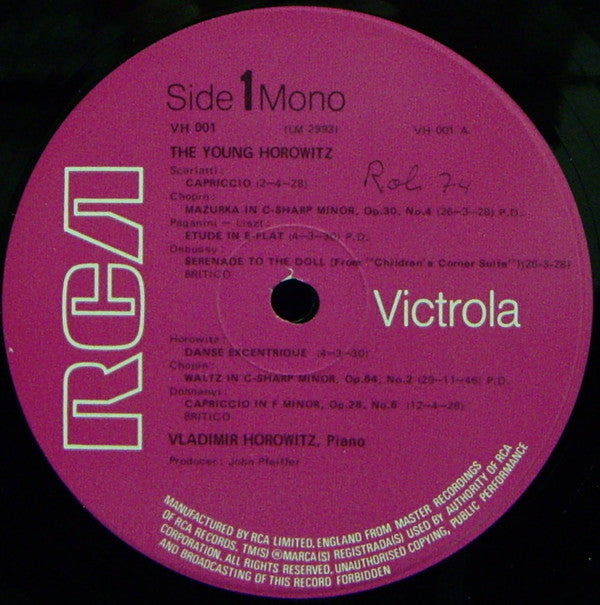 Vladimir Horowitz : The Young Horowitz (LP, Comp, Mono)