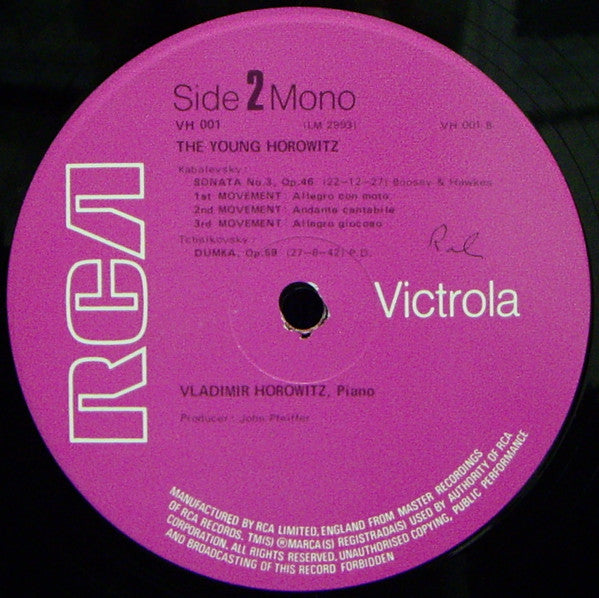 Vladimir Horowitz : The Young Horowitz (LP, Comp, Mono)