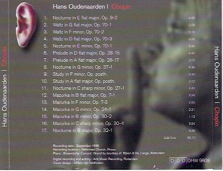 Hans Oudenaarden : Chopin (CD, Album)