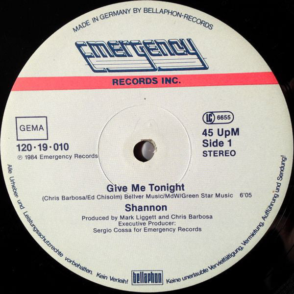 Shannon : Give Me Tonight (12", Maxi)