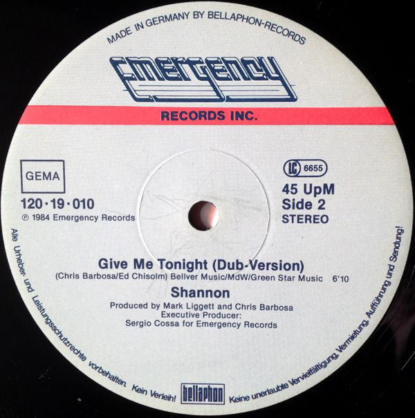 Shannon : Give Me Tonight (12", Maxi)