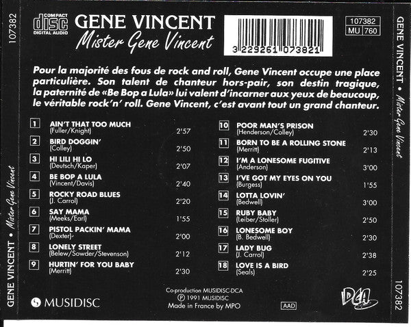 Gene Vincent : Mister Gene Vincent (CD, Comp)