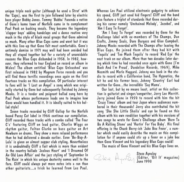 Gene Vincent & His Blue Caps : Legendary Blue Caps (CD, Comp)