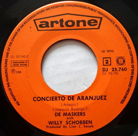 De Maskers With Willy Schobben : Adagio (7", Single)