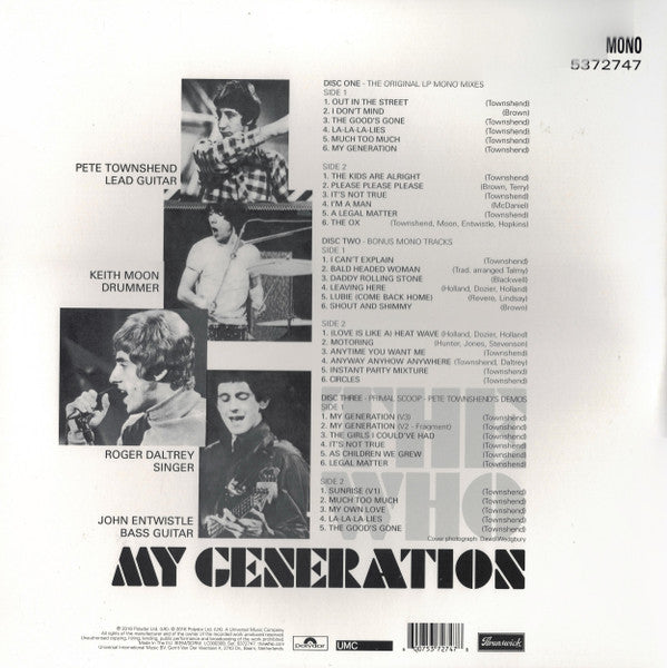 The Who : My Generation (LP, Album, RE + LP, Comp + LP + Mono, RM, Tri)