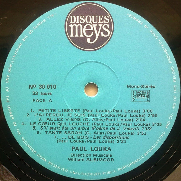 Paul Louka : Paul Louka (LP, Album)