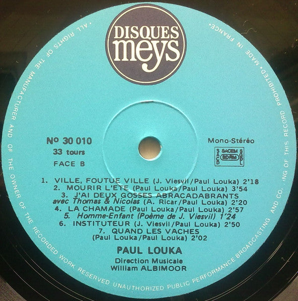 Paul Louka : Paul Louka (LP, Album)