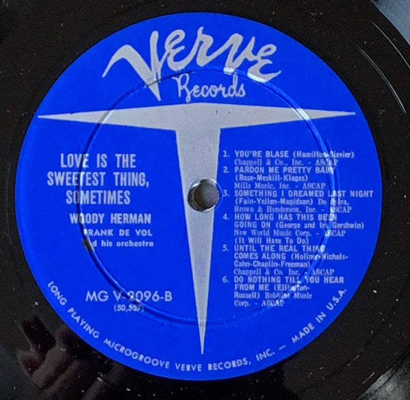 Woody Herman, Frank De Vol And His Orchestra : Love Is The Sweetest Thing -- Sometimes (LP, Mono)