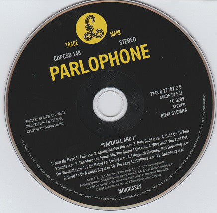 Morrissey : Vauxhall And I (CD, Album, RP)