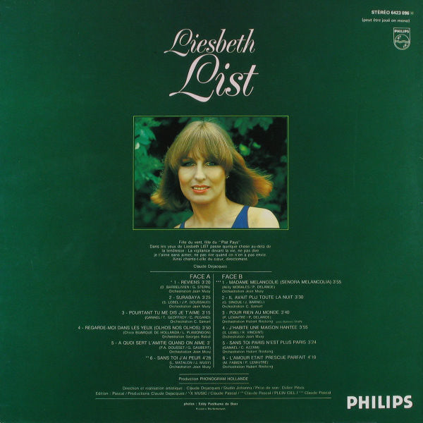 Liesbeth List : Madame Mélancolie (LP, Album)